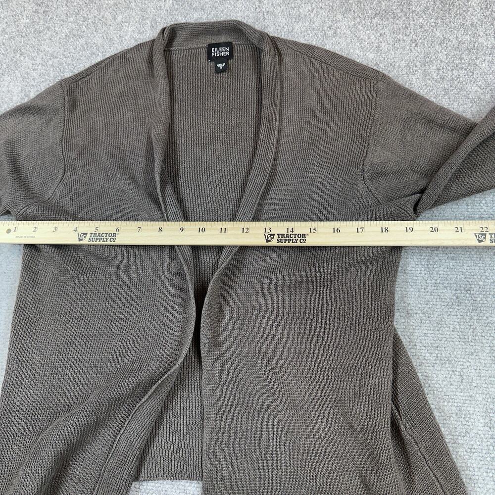 Eileen Fisher Organic Linen Cardigan Womens S Beige Taupe Open Knit Sweater - Picture 4 of 7